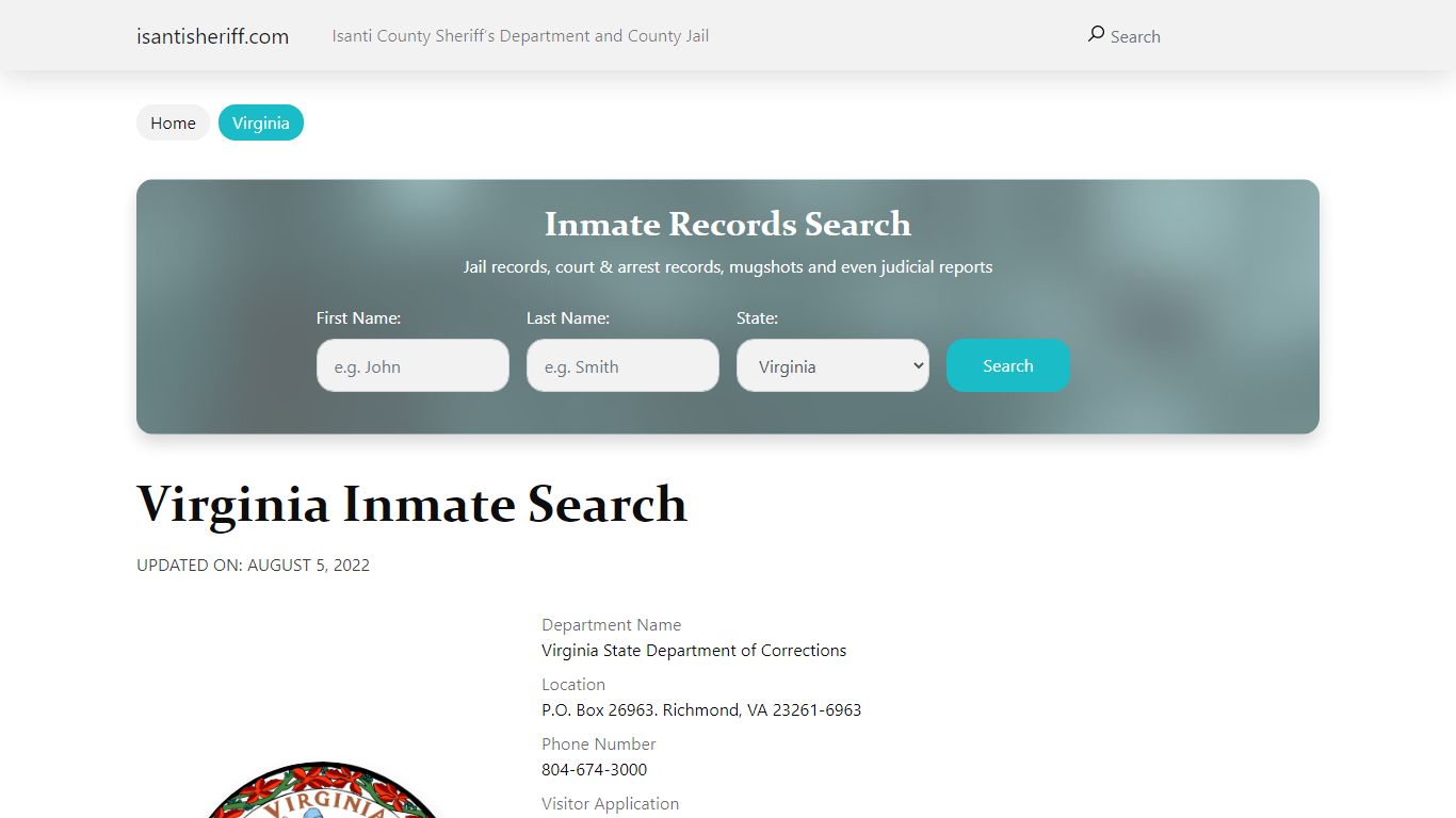 Richmond City Justice Center Inmate Search, Visitation, Phone no ...